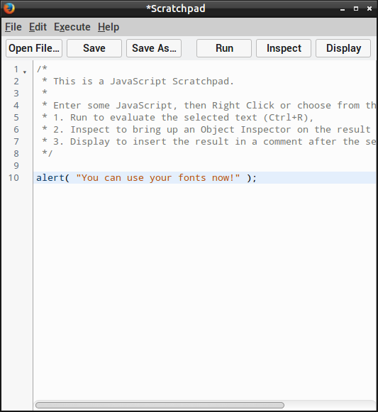 Firefox Scratchpad with custom font